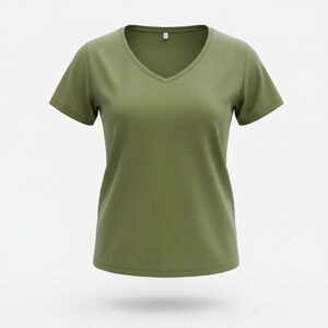 NWT DeFacto Women’s Classic Green V Neck Short Sleeve Tee Shirt Top - Size SM